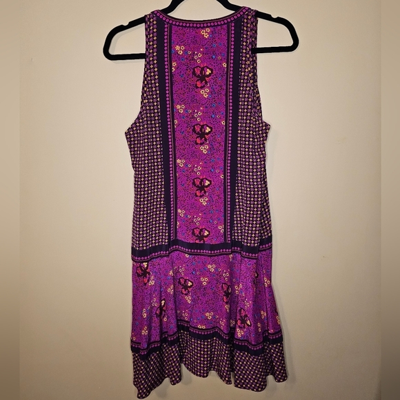 Rebecca Taylor 100% Silk Purple mixed print Mini dress Size 6 - Picture 3 of 7